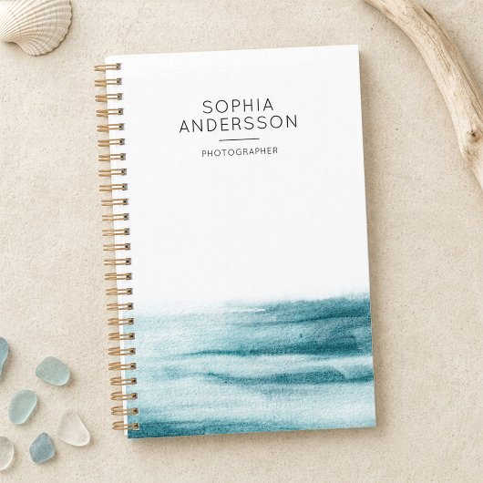 Moderner Minimalistischer Blue Watercolor Ocean Pl Planer