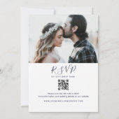 Moderner Minimalistischer Blue Wedding QR Code Einladung (Rückseite)