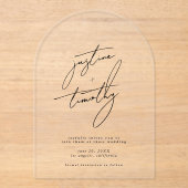 Moderner Minimalistischer Bogen Save the Date Acryleinladungen (Vorderseite)