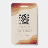 Moderner Minimalistischer Boho Beige Foto QR Name Ausweis (Back)