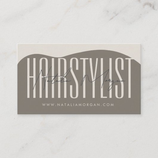 Moderner minimalistischer Boho-Bogen-Friseur Visitenkarte (Vorderseite)