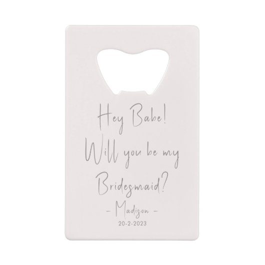 Moderner Minimalistischer Bridesmaid-Vorschlag Scr Geldbeutel Flaschenöffner (Vorderseite)