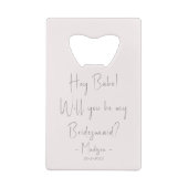 Moderner Minimalistischer Bridesmaid-Vorschlag Scr Geldbeutel Flaschenöffner (Rückseite)