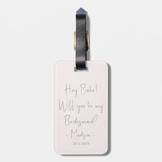 Moderner Minimalistischer Bridesmaid-Vorschlag Scr Gepäckanhänger (Rückseite vertikal)