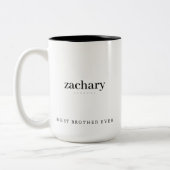 Moderner Minimalistischer Bruder je Personalisiert Zweifarbige Tasse (Links)