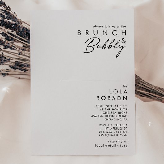 Moderner Minimalistischer Brunch und Brauchdusche Einladung