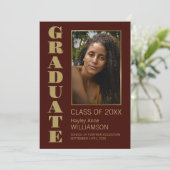 Moderner Minimalistischer Burgundi Gold Foto Absch Ankündigung (Stehend Vorderseite)