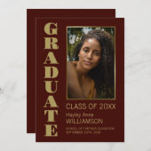 Moderner Minimalistischer Burgundi Gold Foto Absch Ankündigung (Vorne/Hinten)