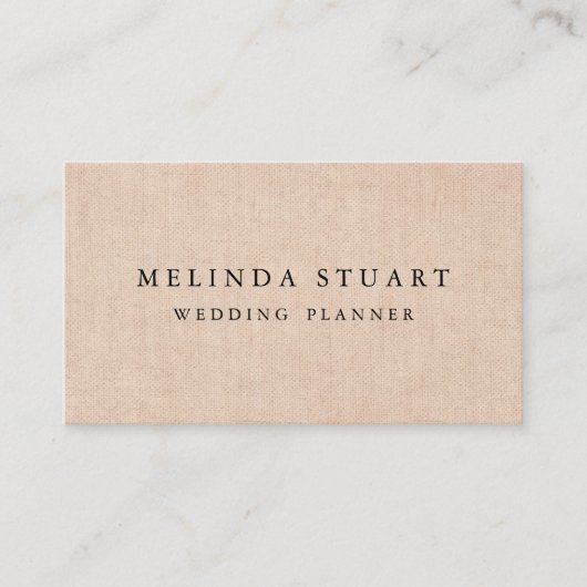 Moderner Minimalistischer Chic Burlap Hintergrund Visitenkarte (Vorderseite)