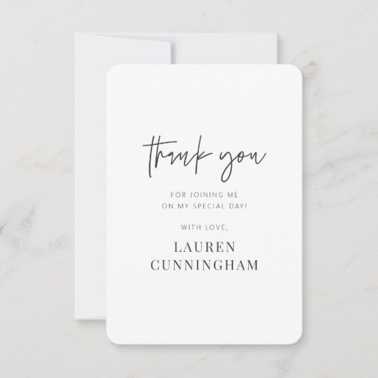 Moderner Minimalistischer Chic Dankeskarte (Vorderseite)