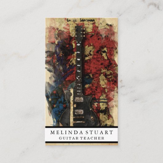 Moderner Minimalistischer Chic Musician Gitarre Le Visitenkarte (Vorderseite)