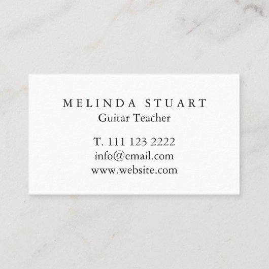 Moderner Minimalistischer Chic Musician Gitarre Le Visitenkarte (Rückseite)