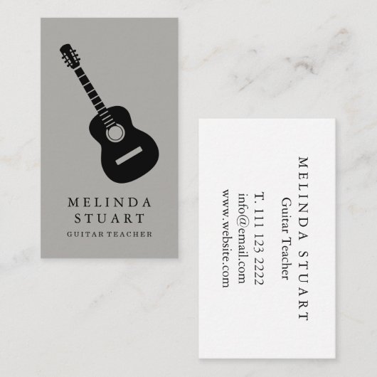 Moderner Minimalistischer Chic Musician Gitarre Le Visitenkarte (Vorne/Hinten)