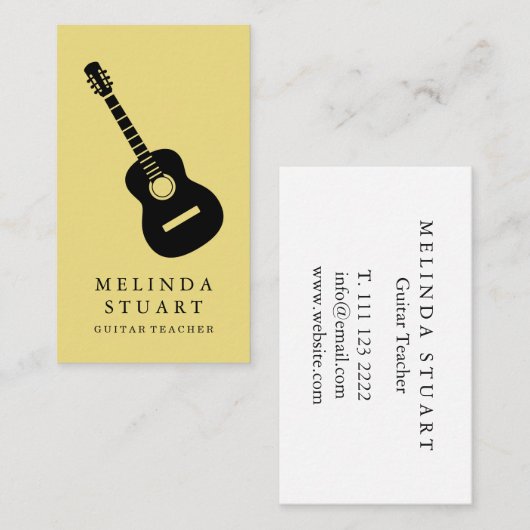 Moderner Minimalistischer Chic Musician Gitarre Le Visitenkarte (Vorne/Hinten)