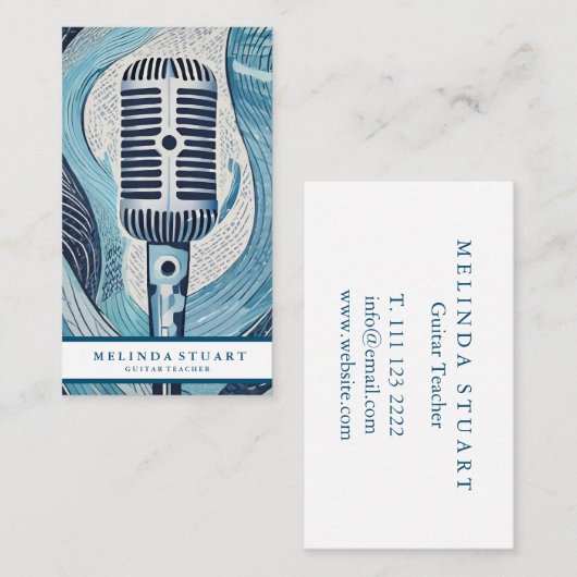Moderner Minimalistischer Chic Musician Gitarre Le Visitenkarte (Vorne/Hinten)