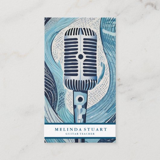 Moderner Minimalistischer Chic Musician Gitarre Le Visitenkarte (Vorderseite)