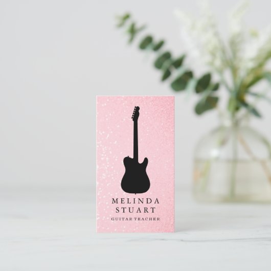 Moderner Minimalistischer Chic Musician Gitarre Le Visitenkarte (Stehend Vorderseite)