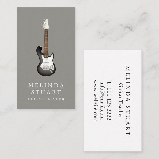 Moderner Minimalistischer Chic Musician Gitarre Le Visitenkarte (Vorne/Hinten)