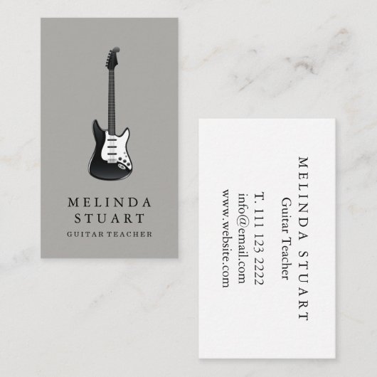 Moderner Minimalistischer Chic Musician Gitarre Le Visitenkarte (Vorne/Hinten)