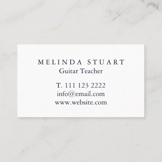Moderner Minimalistischer Chic Musician Gitarre Le Visitenkarte (Rückseite)