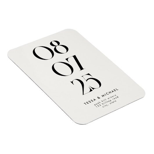 Moderner Minimalistischer Chic Save the Date Magnet (Rechte Seite)