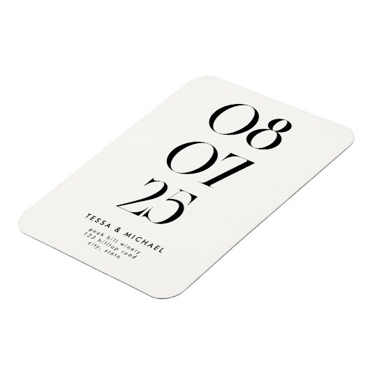 Moderner Minimalistischer Chic Save the Date Magnet (Linke Seite)