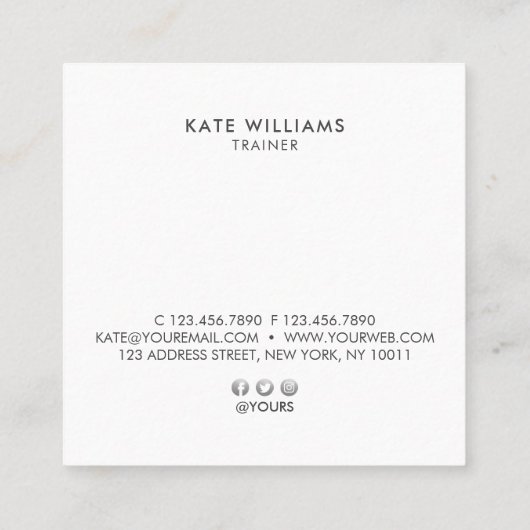 Moderner Minimalistischer Chic-violetter Quadratische Visitenkarte (Rückseite)