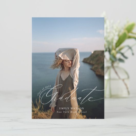 Moderner Minimalistischer Classic Full Foto Abschl Einladung (Stehend Vorderseite)