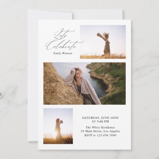 Moderner Minimalistischer Classic Full Foto Abschl Einladung (Rückseite)