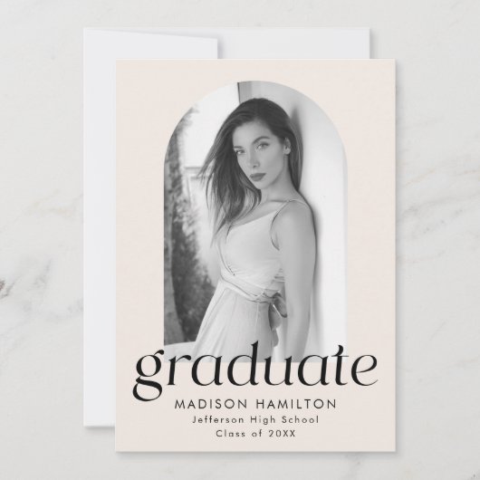 Moderner Minimalistischer Creme Arch Foto Abschlus Ankündigung (Vorderseite)