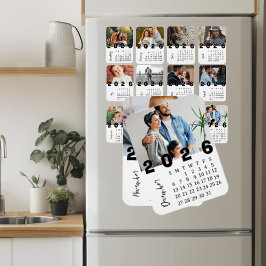Moderner Minimalistischer Dezember 2026 Foto-Kalen Magnet