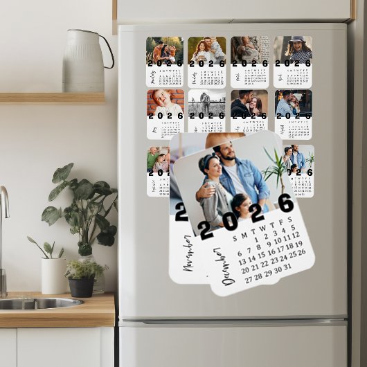 Moderner Minimalistischer Dezember 2026 Foto-Kalen Magnet