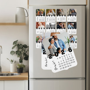 Moderner minimalistischer Dezember 2026 Fotokalend Magnet