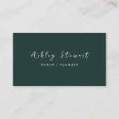 Moderner Minimalistischer dunkelgrüner Beruflicher Visitenkarte (Rückseite)