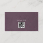 Moderner Minimalistischer Dunkler Wein Burgund QR- Visitenkarte (Rückseite)