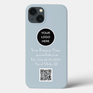 Moderner Minimalistischer Dusty Blue Custom Logo Q Case-Mate iPhone Hülle