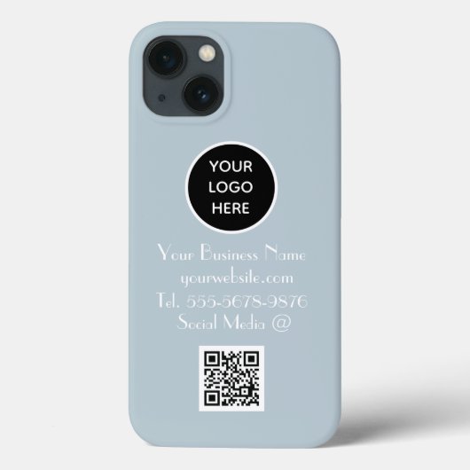 Moderner Minimalistischer Dusty Blue Custom Logo Q Case-Mate iPhone Hülle (Rückseite)