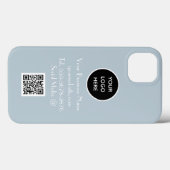 Moderner Minimalistischer Dusty Blue Custom Logo Q Case-Mate iPhone Hülle (Rückseite (Horizontal))