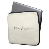 Moderner Minimalistischer Ecru-Individuelle Name Laptopschutzhülle (Vorderseite Links)