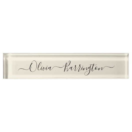 Moderner Minimalistischer Ecru-Individuelle Name Namensplakette (Vorderseite)