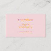 Moderner Minimalistischer, einfacher orangefarbene Visitenkarte (Rückseite)