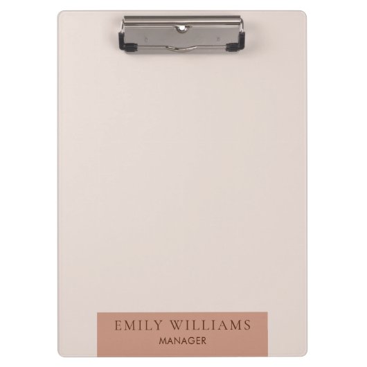 Moderner Minimalistischer einfacher PlanTypo Klemmbrett (Vorderseite)