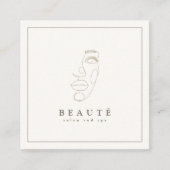 Moderner Minimalistischer Elfenbeinsalon/neutraler Quadratische Visitenkarte (Vorderseite)