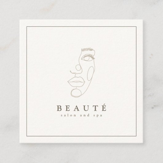 Moderner Minimalistischer Elfenbeinsalon/neutraler Quadratische Visitenkarte (Vorderseite)