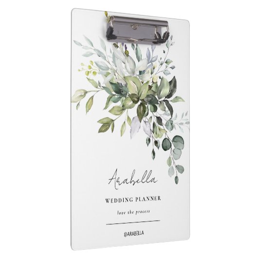 Moderner Minimalistischer Eukalyptus-Hochzeitsplan Klemmbrett (Rechts)