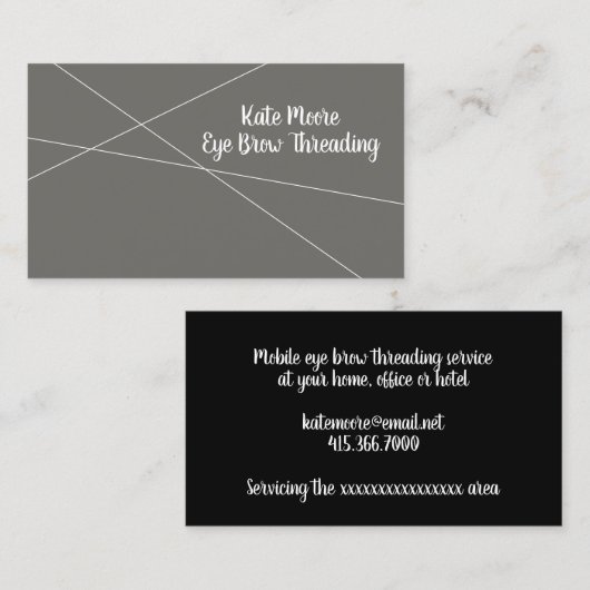 Moderner, Minimalistischer Eye Brow Threading Serv Visitenkarte (Vorne/Hinten)