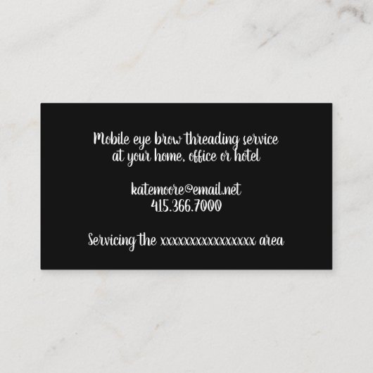 Moderner, Minimalistischer Eye Brow Threading Serv Visitenkarte (Rückseite)