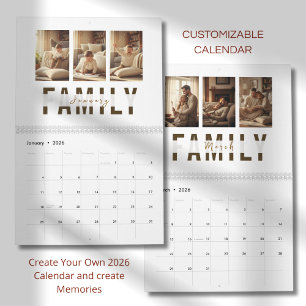 Moderner minimalistischer Familienfoto-Kalender 20 Kalender