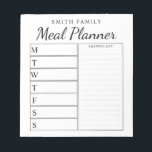 Moderner Minimalistischer Familienmehlplaner Notizblock<br><div class="desc">Personalisierter wöchentlicher Familienmahlplaner. Erstellen Sie einen individuellen Essenplaner für Ihre Familienküche. Platz zum Schreiben von Essensplänen für jeden Wochentag. Fügen Sie auch Lebensmittel und mehr zu den Einkaufslisten Veranstalter. Modernstes Schwarz-Weiß-Design und hübsche Kalligraphie-Skripte.</div>