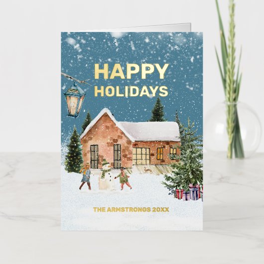 Moderner Minimalistischer Familienname mit 4 Fotos (Vorderseite)